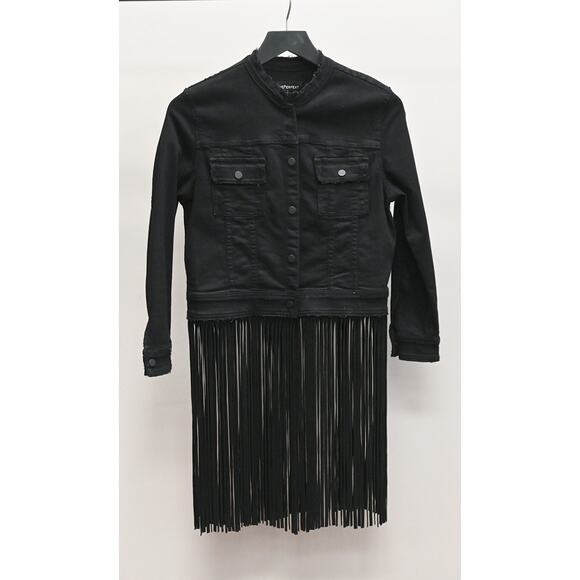 The PerfextBlack Denim Fringe JacketSize Small